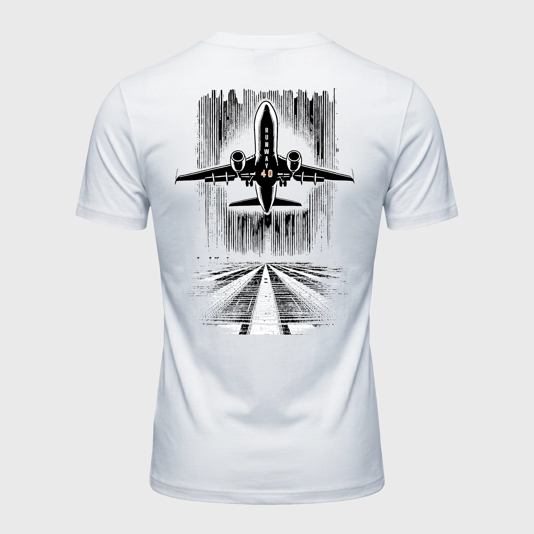 RUNWAY 40 - Maglietta tecnica Rotate - Grafica aviazione decollo, stile minimalista Made in Italy.